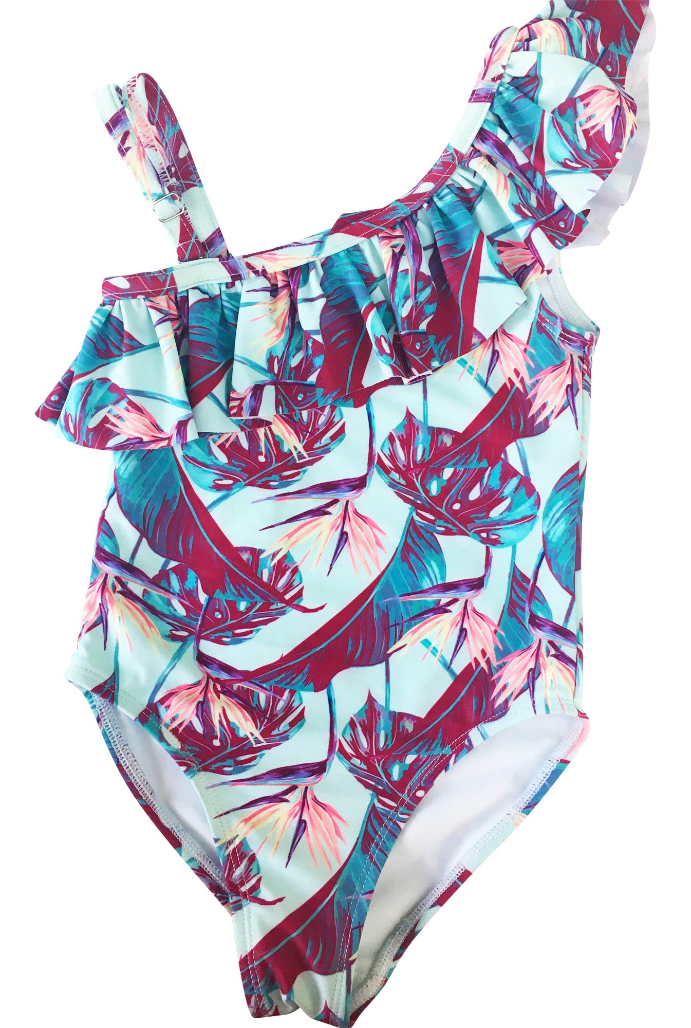 Girls Colorful Parrot One Piece Swimsuit