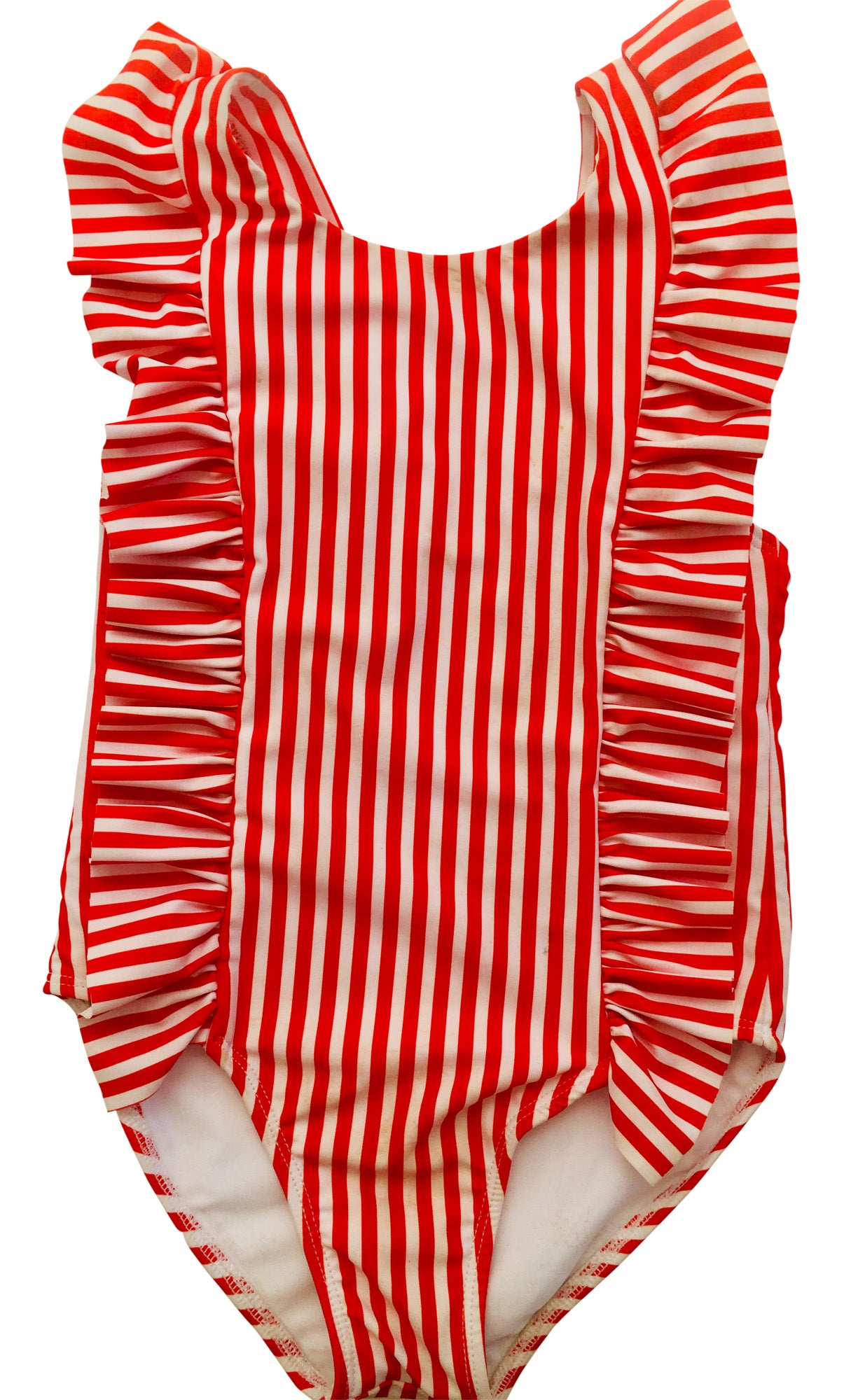Girls Red Stripe One Piece Swimsuit